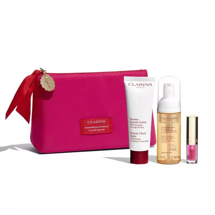 clarins - BEAUTY FLASH BALM 50ML+ CLNSG MOUSSE 50ML+LIP COMF Oil 04 PITAYA
